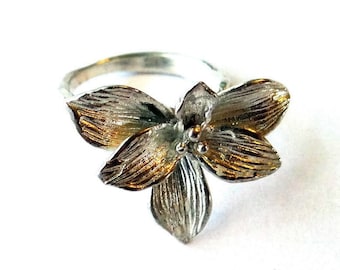 Orchid Ring, Sterling Silver Flower Ring, Sterling Silver Ring, Floral Ring, Flower Silver Ring