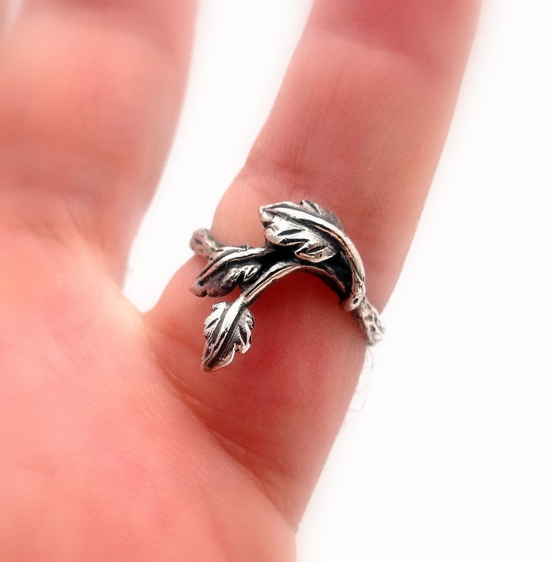 Leaf ring sterling silver ring leaf ring silver silver Etsy