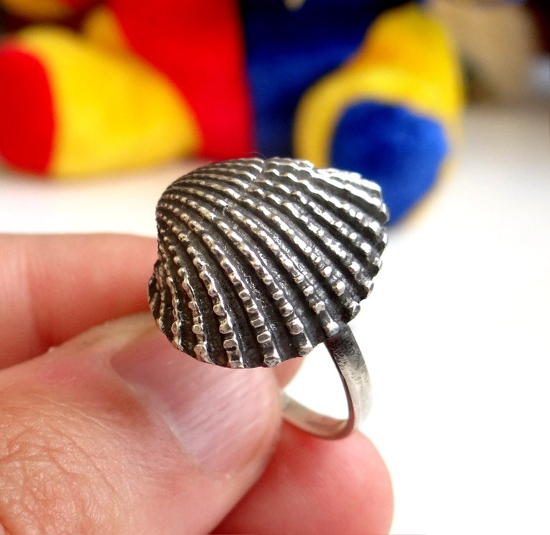 Silver Shell Ring Seashell Conch Ladies Ring Sea Shell Etsy