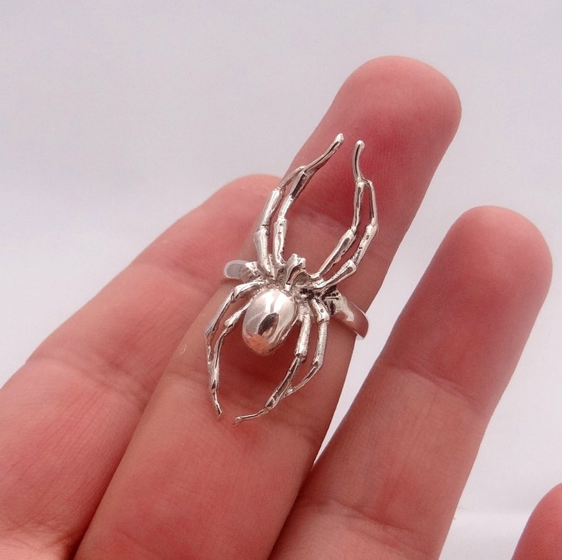 Spider ring in sterling silver, all sizes are available, darkening patina can be added by your inquiry, exclusive and cool design image 5