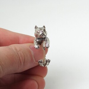 Pitbull ring in sterling silver, silver Pit bull ring, Pitbull puppy, Dog ring, Animal jewelry image 5