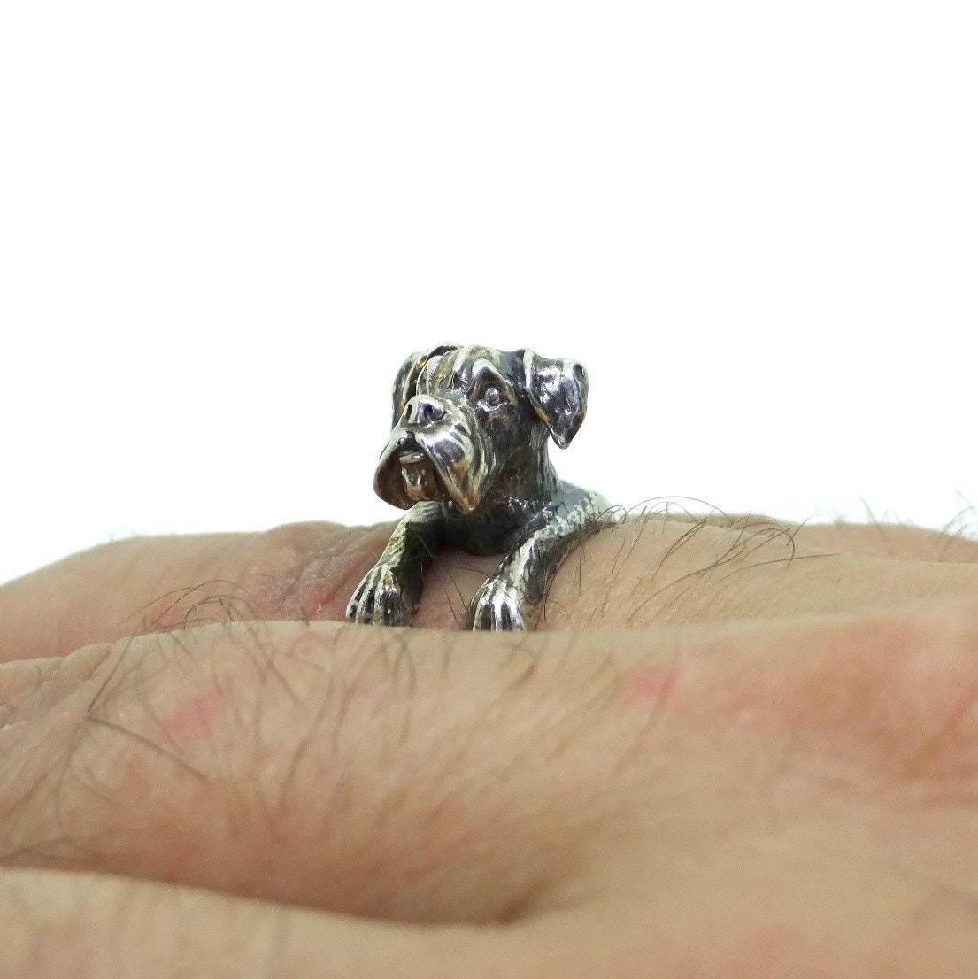 Sterling Silver Boxer Dog Ring Boxer Ring in Silver Etsy