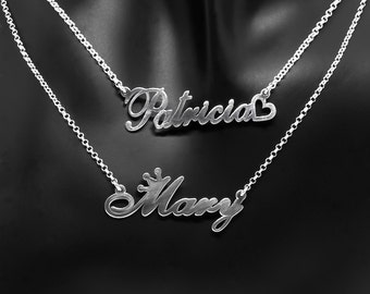 Personalized Name Necklace Sterling Silver Necklace Best Gift For Her Name Jewelry Gift For Friend Silver Bridesmaid Gifts Christmas Gift