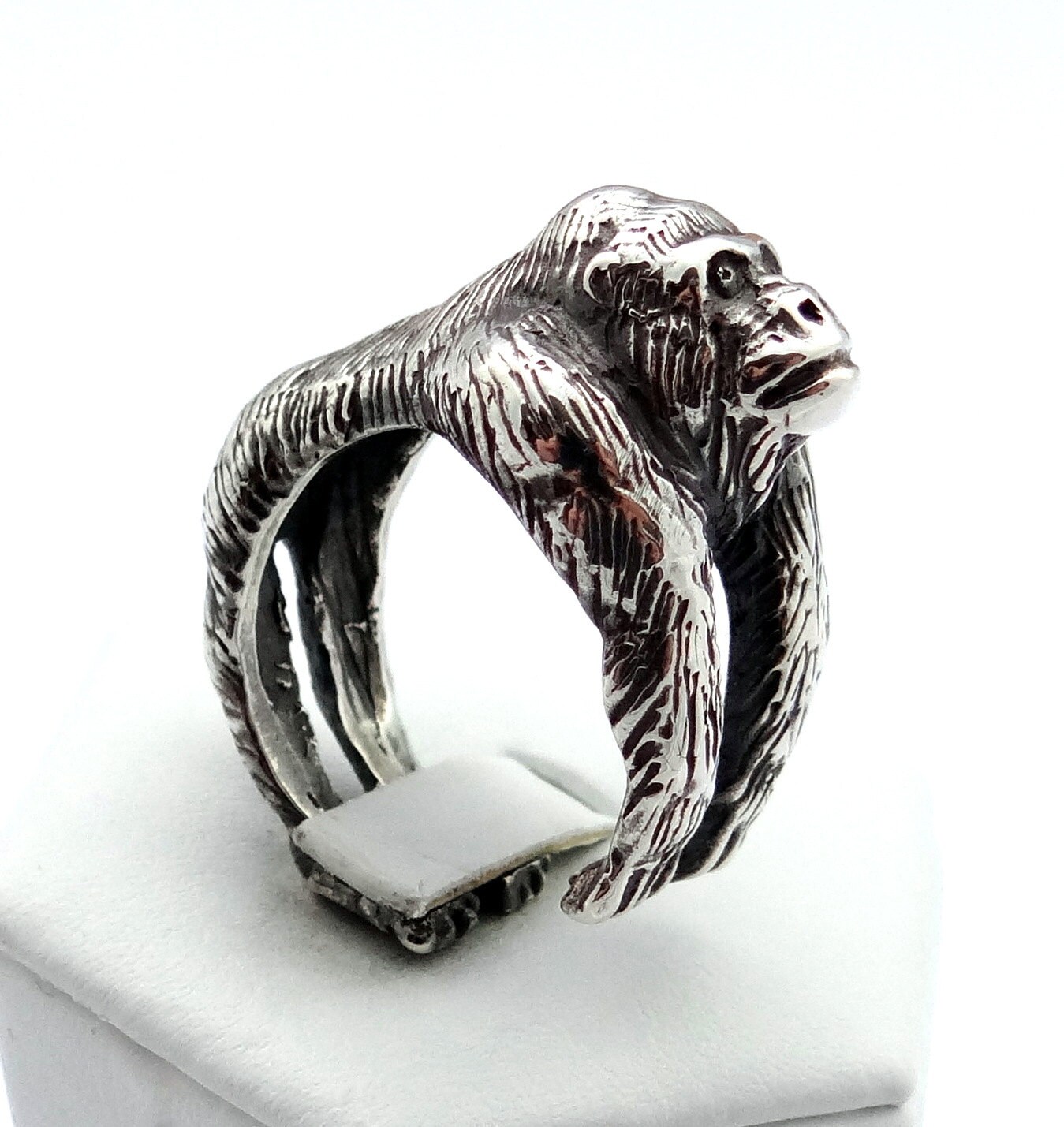 Italiano Silver 925 Sterling Silver Gorilla/Ape Ring – Men's Sizes 7-13