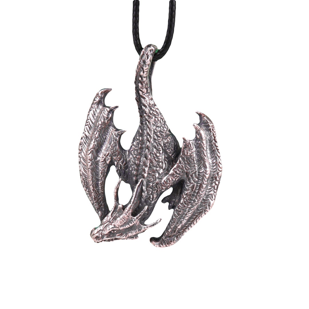 Silver Dragon Pendant, Oxidized Jewelry, Best Gift for Her and Him Etsy