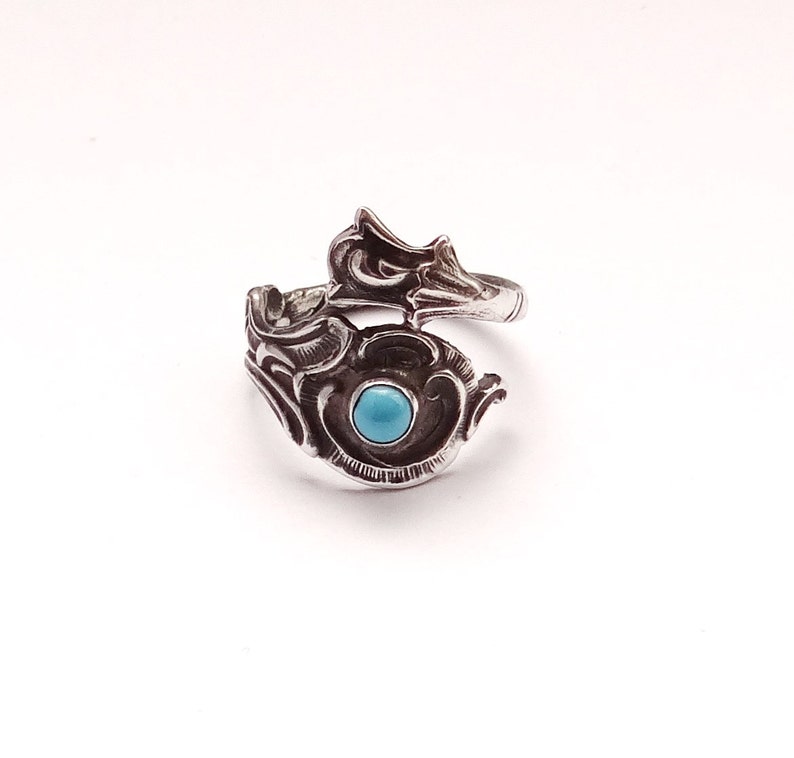 Sterling Silver Spoon Ring, Turquoise Ring, Sterling Silver Ring, Silver Rings, Spoon Jewelry, Turquoise Jewelry, Silver Jewellery image 2