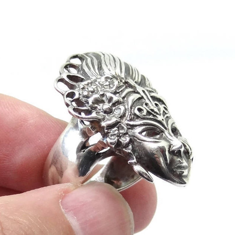 925 Sterling Silver Venice Mask Ring, Handmade Silver Ring, Masquerade Ring in Sterling Silver, Unique Silver Ring, Ring Silver, Silver Ring image 4