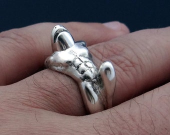 Silver Shark Ring, Ring Silver Shark, Nautical Ring, Intriguing Jewelry, Unique Ring, Stunning Author's Work, Sterling Silver Ring