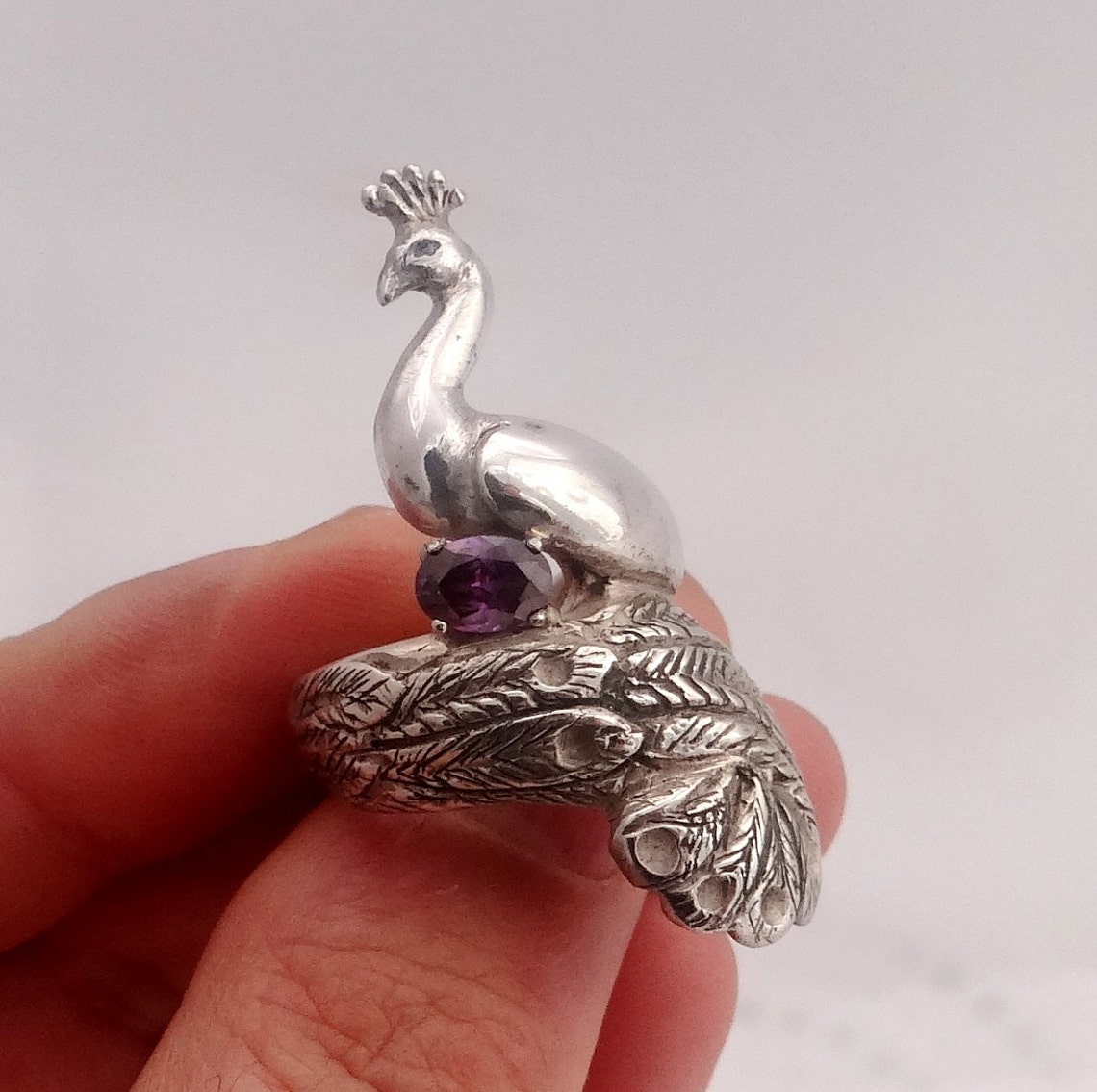 Silver Peacock Turquoise Ring