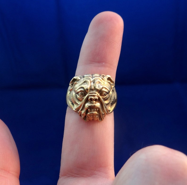 American Bulldog Ring, Brass Ring, Dog Ring, Animal Ring, Bulldog Jewelry, Dog Jewelry, Big Ring image 5