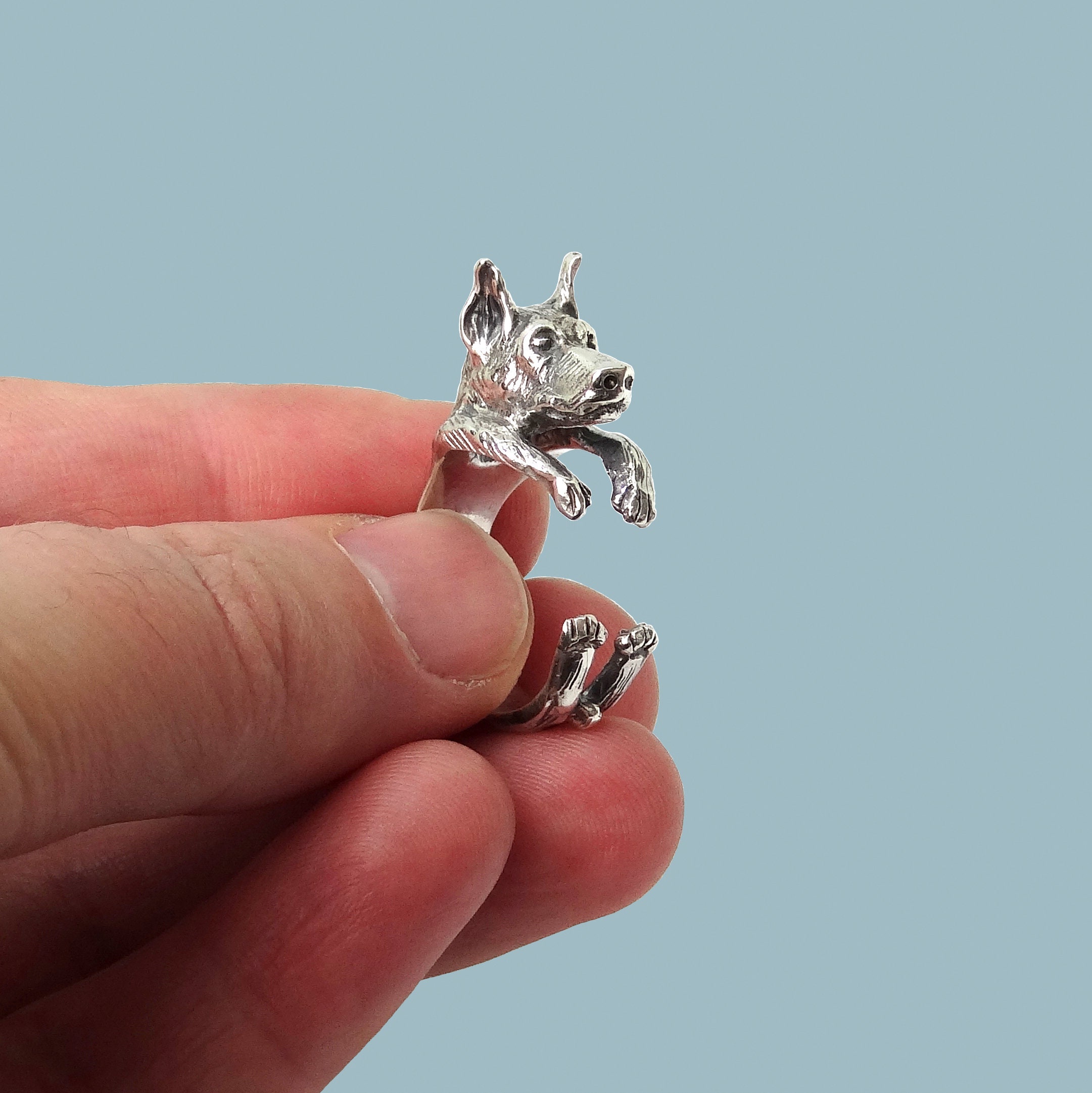 Sterling Silver Doberman Ring Doberman Pinscher Silver Doberman Jewelry Sterling Silver Ring Doberman Ring Silver Doberman Silver Rings