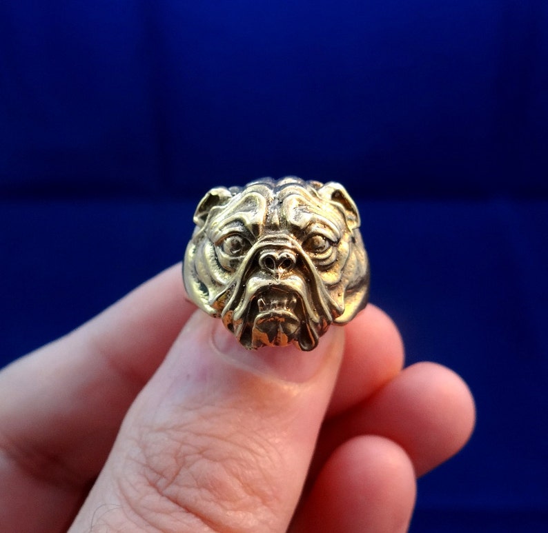 American Bulldog Ring, Brass Ring, Dog Ring, Animal Ring, Bulldog Jewelry, Dog Jewelry, Big Ring image 1