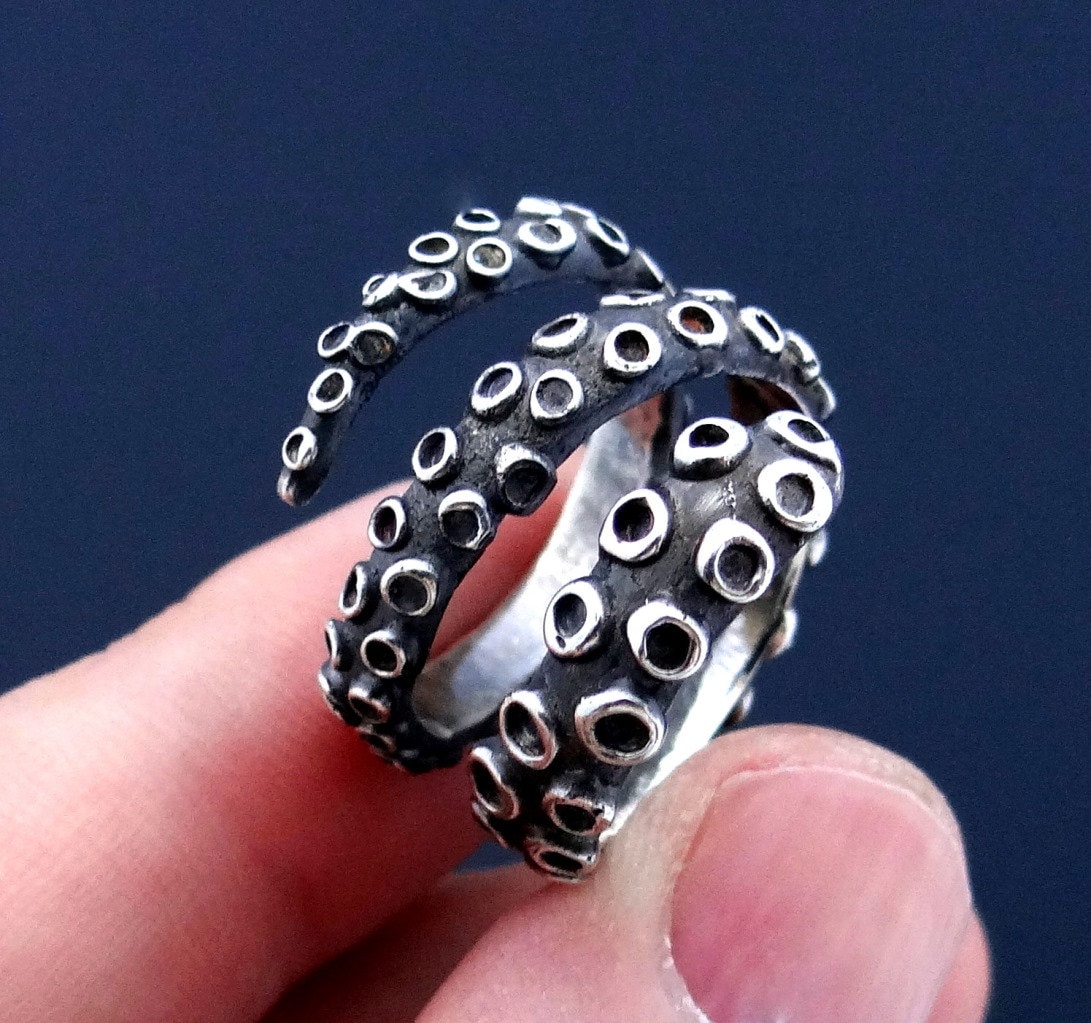Octopus Ring in Sterling Silver Tentacle Ring Octopus Etsy