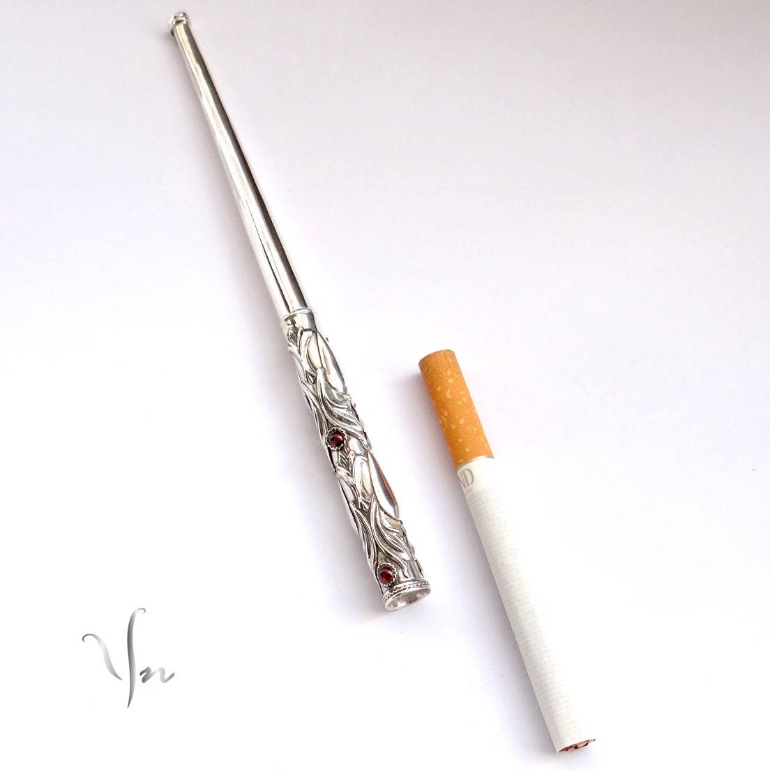 Long Cigarette Holder With Natural Stones For Regular Etsy