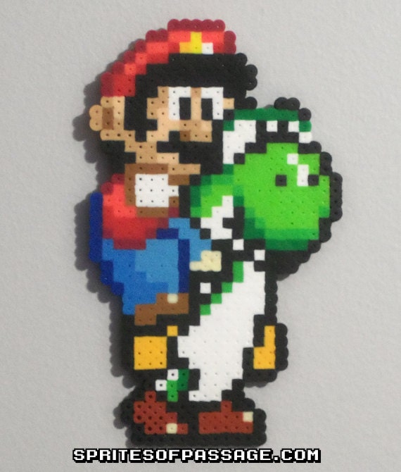 Mario And Yoshi Pixelated Wall Art Etsy