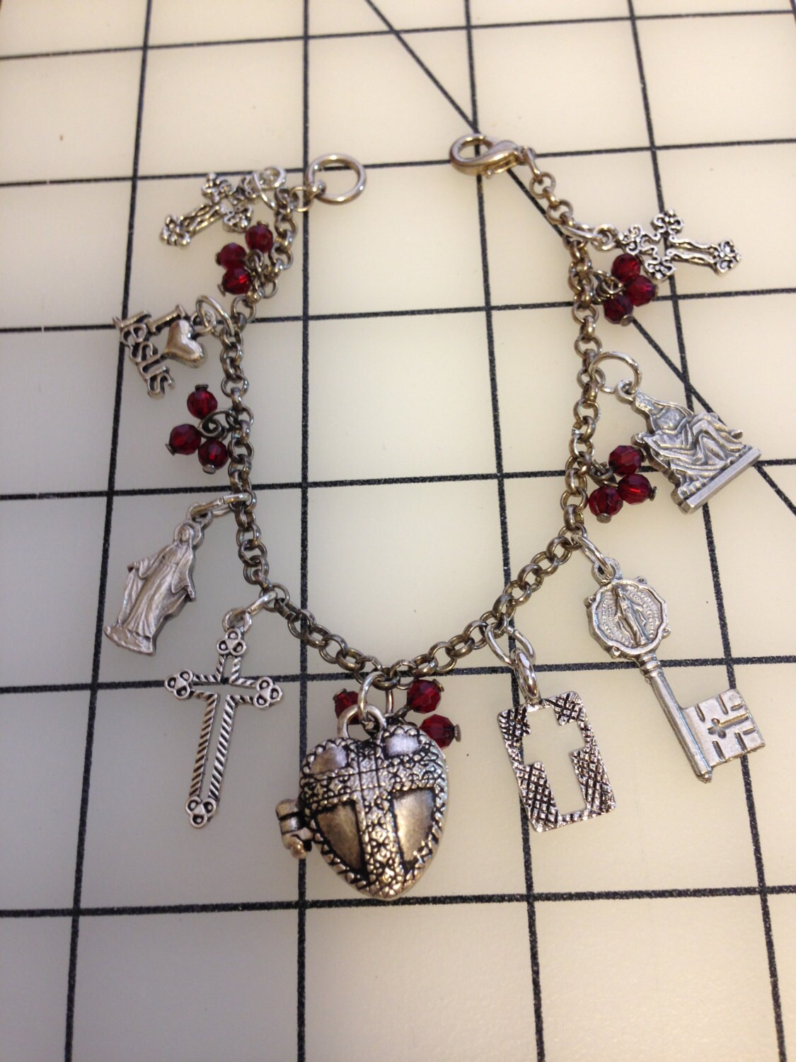 Religious Spiritual Theme Charm Bracelet With Prayer Box Etsy