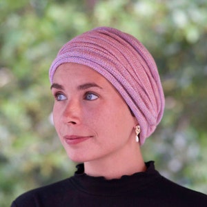 USA Pinks: Pearly, Lilac Turban/Head Wrap  Alopecia  Chemo Head Cover, Full Head Scarf, Hair Loss Headwear, full head coverage USA shipping