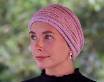 UK Pearly Pinks Turban/Head Wrap - Alopecia & Chemo Head Cover, Comfy Soft Full Head Scarf, Hair Loss Headwear, UK Orders Ship from UK