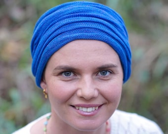 USA Tourquoise Blue + Summer Blues Cover All Head wrap -Turban Wrap - Chemo Hair Scarf USA orders ship from USA