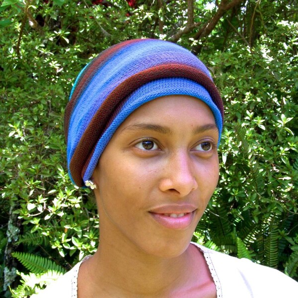 Ocean Earths Cover All Head wrap Turban Wraps Cotton Chemo Hair Scarf Chemo Headwear Chemo Hat Hand-dyed