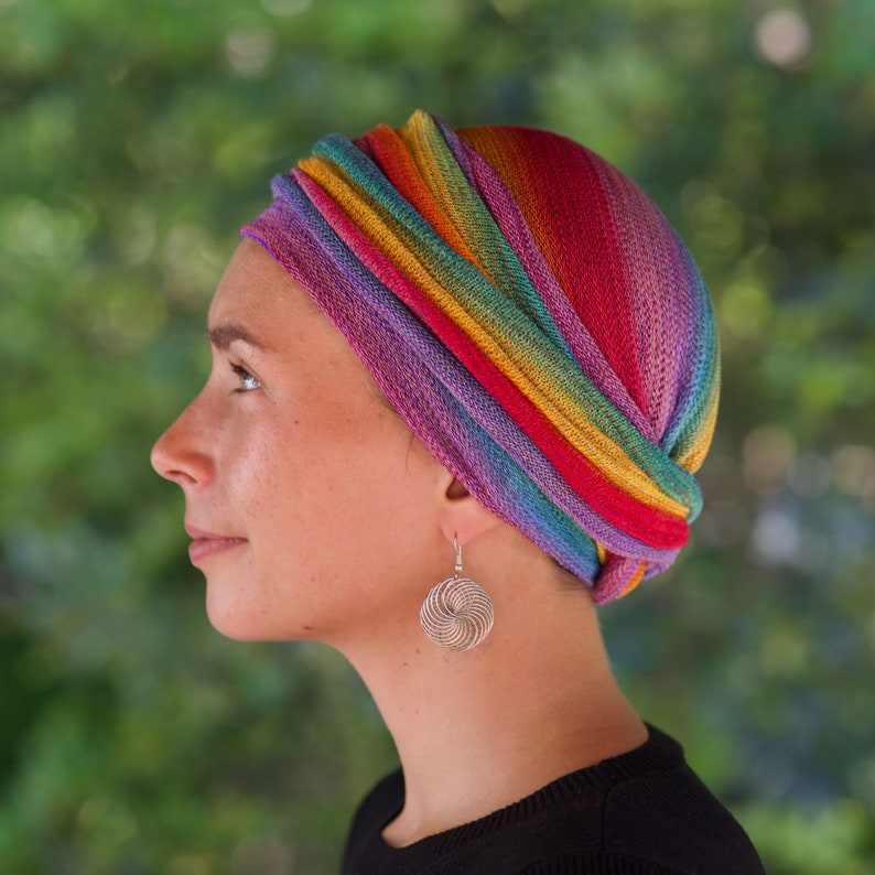 USA Tribal Rainbow Cover All Head wrap Turban Wrap Chemo Hair Scarf USA orders ship from USA image 5