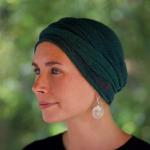 USA Forest & Olive Greens Turban Head Wrap Alopecia and Chemo Head Cover,  Head Scarf, Hair Loss Headwear, full head coverage USA shipping