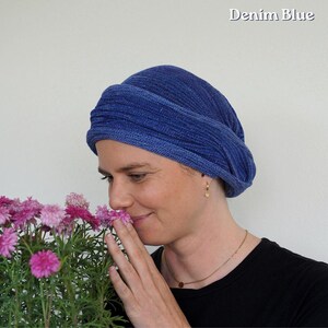 USA Blues: Lapis, Denim Turban/Head Wrap - Full head coverage, Alopecia ,Chemo Head Scarf, Hair Loss Headwear, USA Orders Ship from Nevada Denim Blues