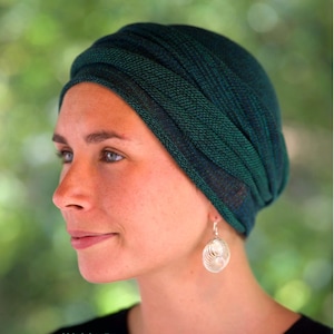 GERMANY Forest and Olive Greens Cover All Head wrap Turban Wrap Chemo Hair Scarf in stock in Germany shipped by Deutsche post . Waldgrün