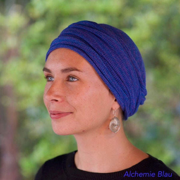 Wunderschönes Chemo-Kopf Wickel | (Modell: Alchemy und Monet Blau) Handgemacht aus Australien | Chemo Kopfbedeckung |