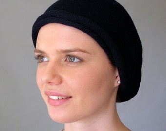 Black  Cover All Head wrap Turban Wrap Cotton  Chemo Headwear USA orders ship from USA