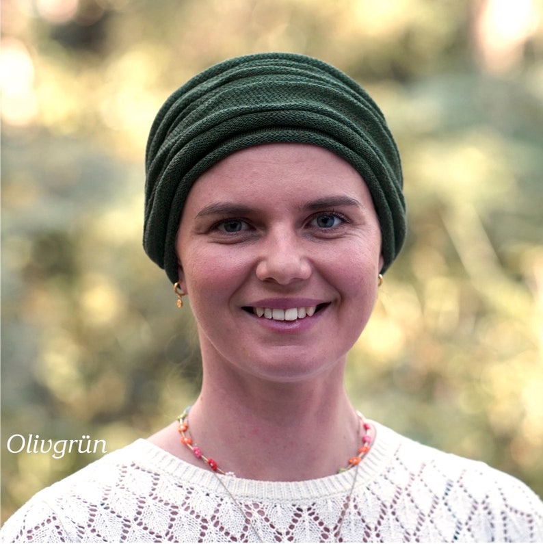 GERMANY Forest and Olive Greens Cover All Head wrap Turban Wrap Chemo Hair Scarf in stock in Germany shipped by Deutsche post . image 6