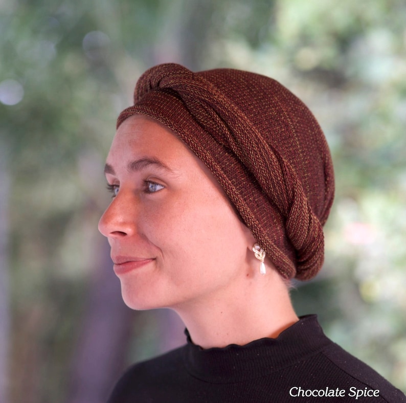 Earth Tones Cover All Head wrap Turban Wrap Chemo Hair Scarf Hand made in Australia All Earth Colours image 6