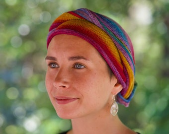 UK Tribal Rainbow Cover All Head wrap -Turban Wrap - Chemo Hair Scarf UK orders ship from the UK