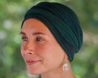UK Forest +Olive Greens Turban/Head Wrap - Alopecia & Chemo Head Cover, Soft Full Head Scarf, Hair Loss Headwear, UK Orders Ship from UK