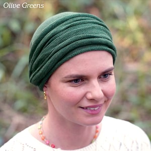 Rainbow and other colours Cover All Head wrap Turban Wrap Chemo Hair Scarf Made and hand dyed in Australia choice of colours Olive Greens