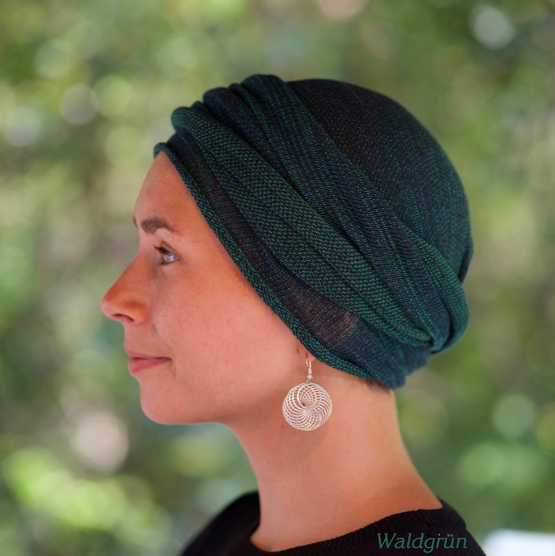 GERMANY Forest and Olive Greens Cover All Head wrap Turban Wrap Chemo Hair Scarf in stock in Germany shipped by Deutsche post . image 4