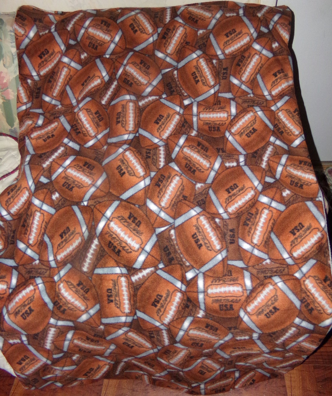 Football USA Handmade Double Fleece Blanket Throw Wrap Sewn Etsy