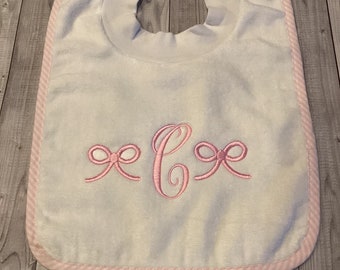 Bib, baby bib, monogrammed bib, personalized bib, spring bib, bib with bows