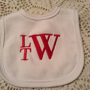 Embroidered Monogram Baby Bib - Christening Gift