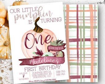 Pumpkin Birthday Invitation | Pumpkin | Our Little Pumpkin | Pumpkin Patch | Fall Invitation | Digital Invitation | Printable Invitation