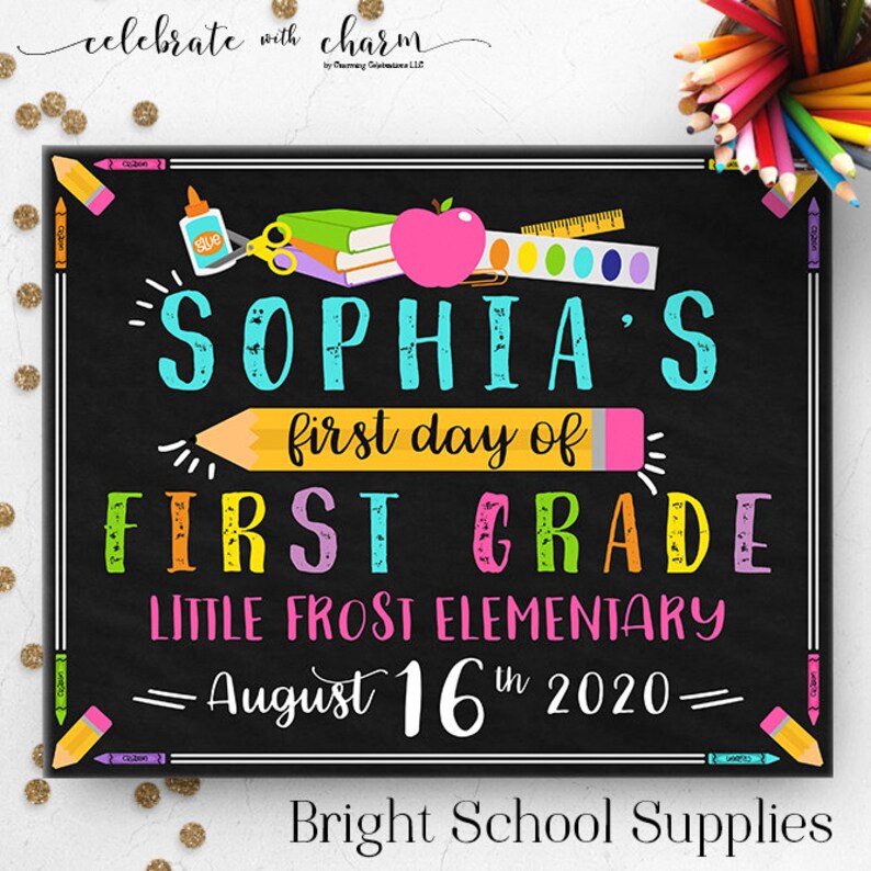 Princess First Day of School Printable 1st Day of 1st Grade Sign 1st ...