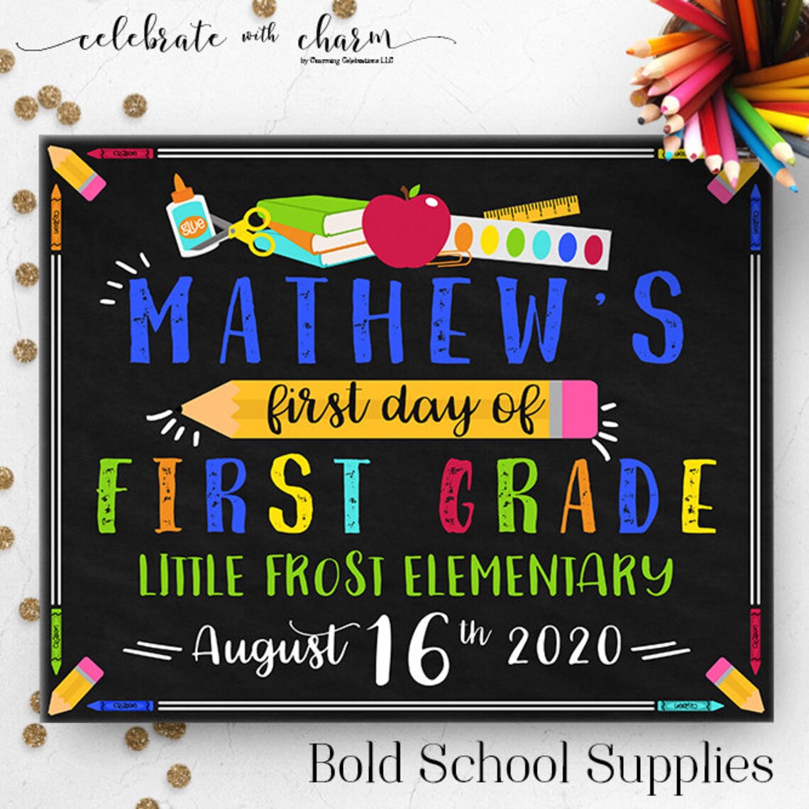 Princess First Day of School Printable 1st Day of 1st Grade Sign 1st ...