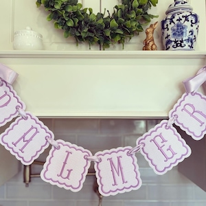 Écusson brodé à carreaux vichy bébé lavande lilas.