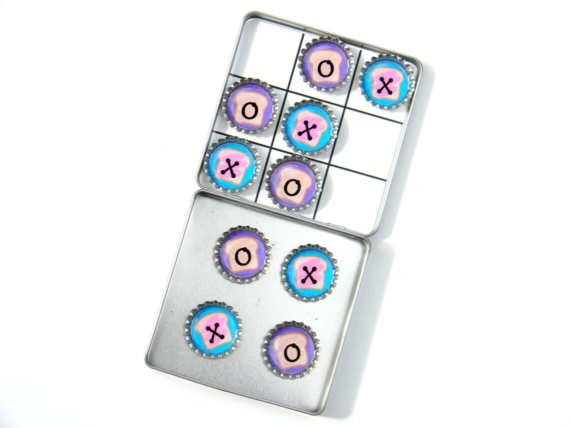 Tic Tac Toe Bottle Cap Peanut Butter and Jelly Etsy
