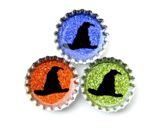 Witches Hats - Halloween Bottle Cap Magnets