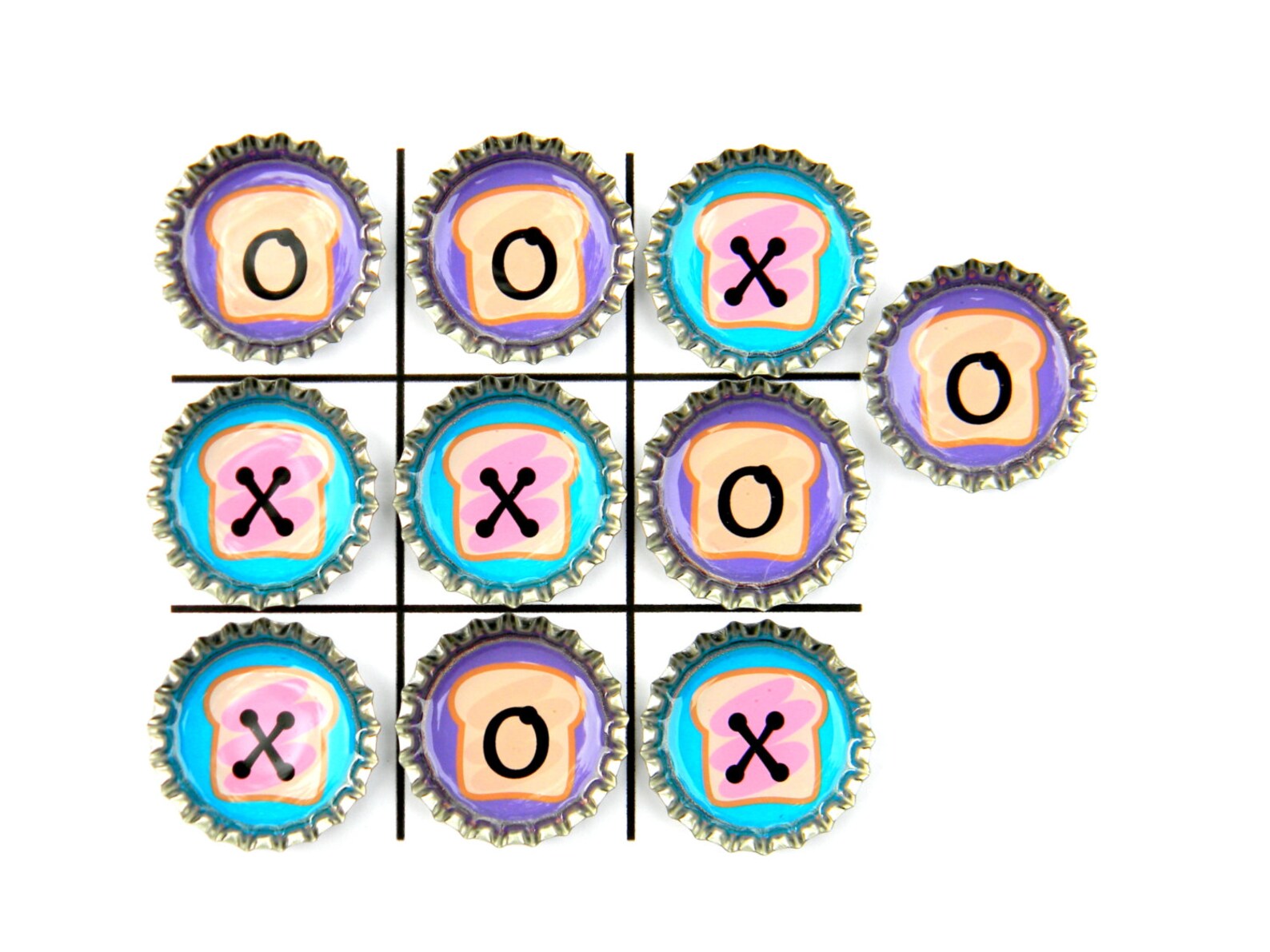 Tic Tac Toe Bottle Cap Peanut Butter and Jelly Etsy