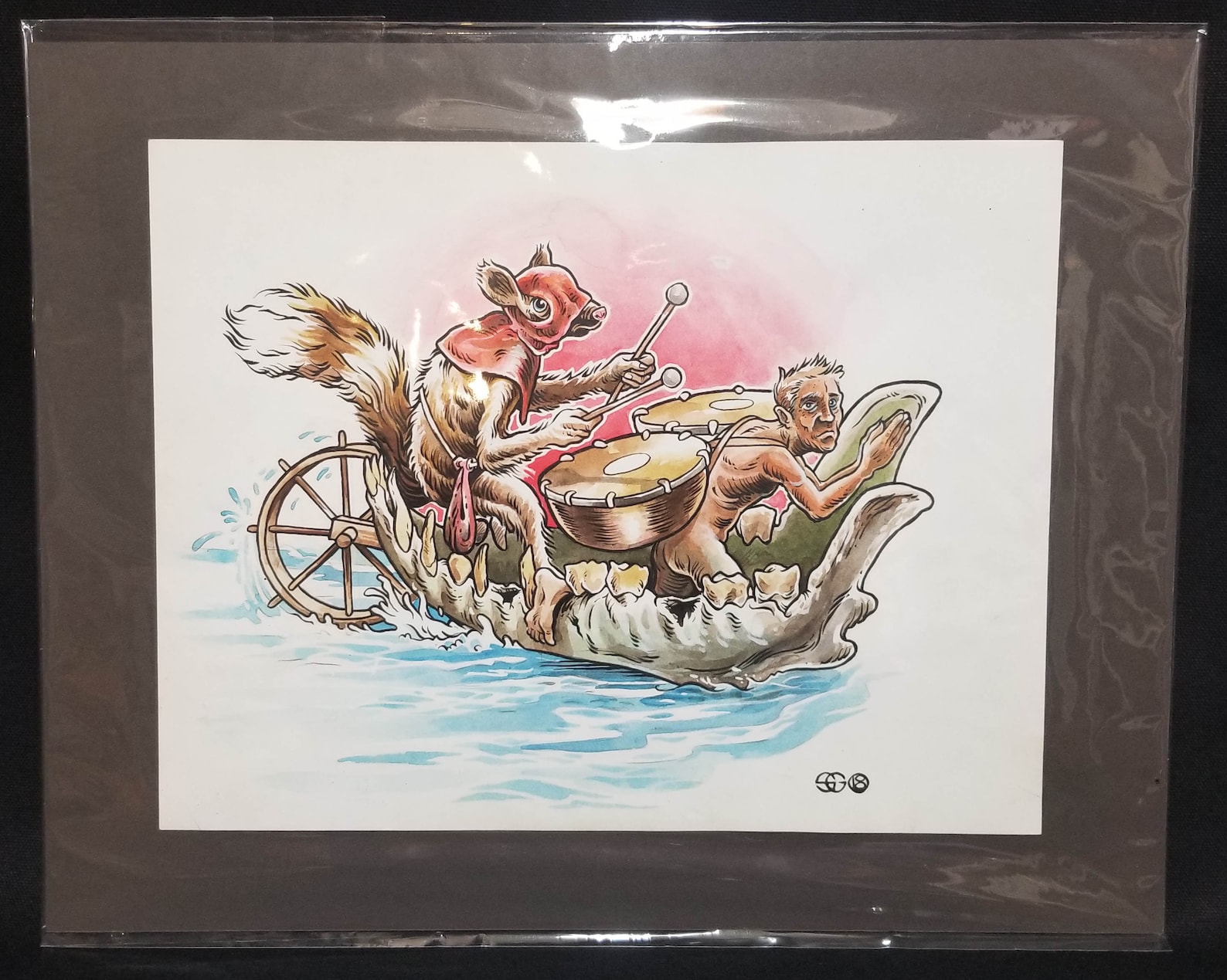 Squirrel Boat Original Illustration Etsy