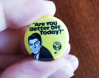 Ronald Reagan 1980 Better Off Genuine Imitation Campaign Button