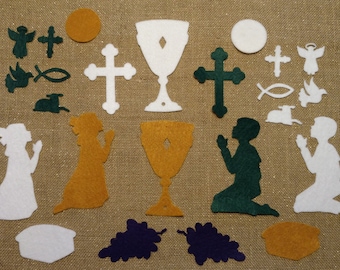 First Holy Communion Felt Stickers Gold / Green / White