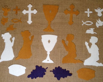 First Holy Communion Felt Stickers Gold / White